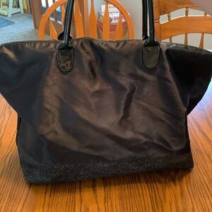 Black with Glittery Section Tote Bag